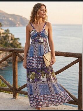 🌸 Nine West Boho Floral Paisley Maxi Dress - Size 12 🌸